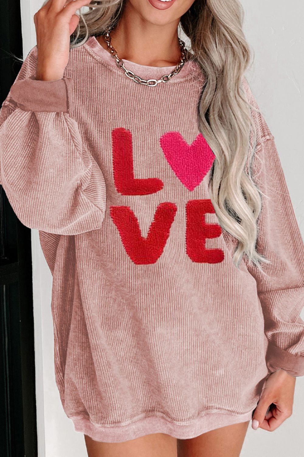 Valentine’s Day LOVE Round Neck Long Sleeve Sweatshirt - Sydney So Sweet