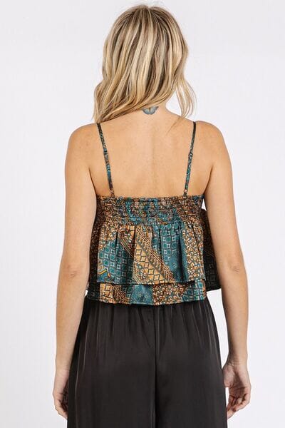 Mittoshop Paisley Patchwork Print Satin Ruffle Crop Cami - Sydney So Sweet