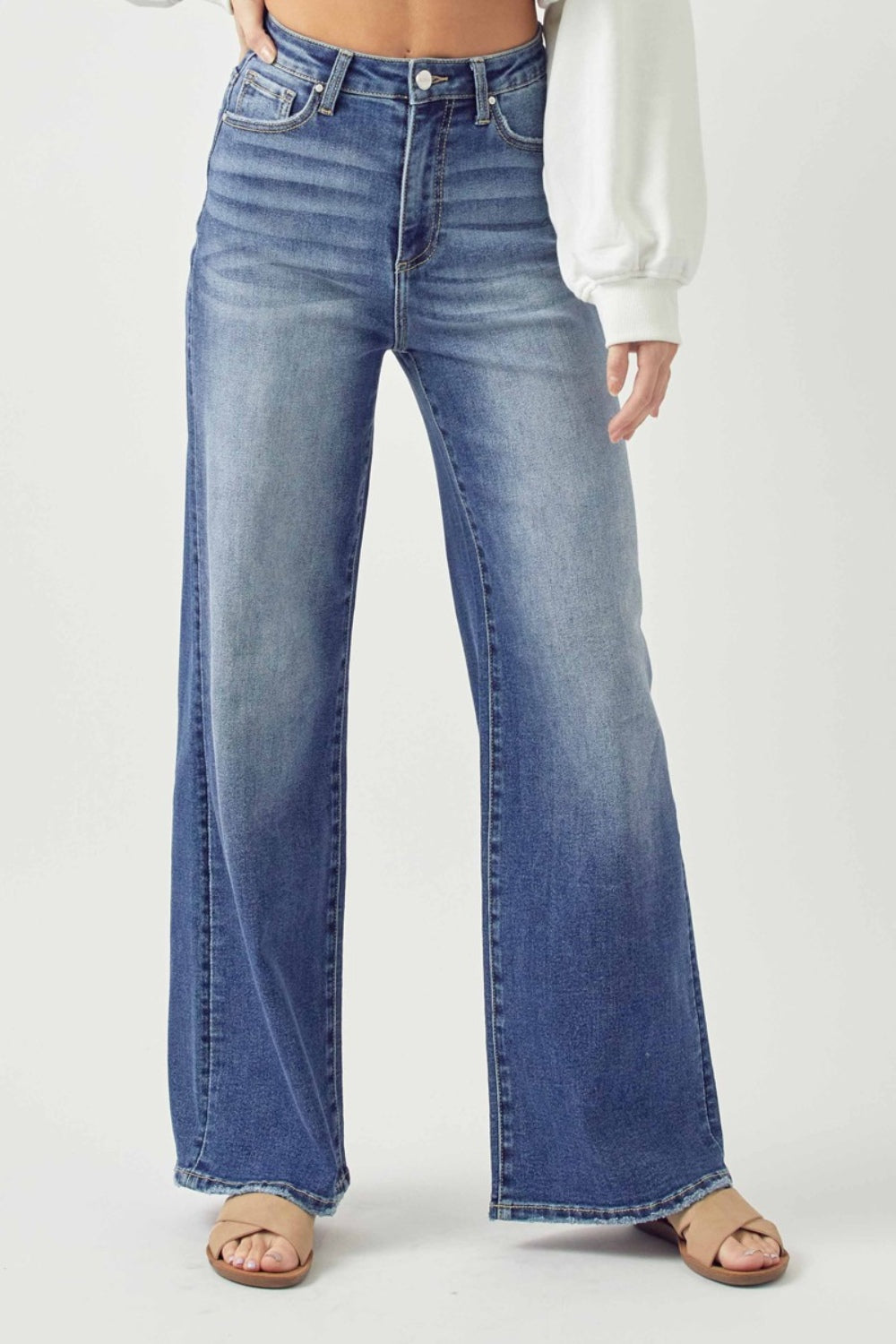 Risen Full Size High Rise Wide Leg Jeans - Sydney So Sweet