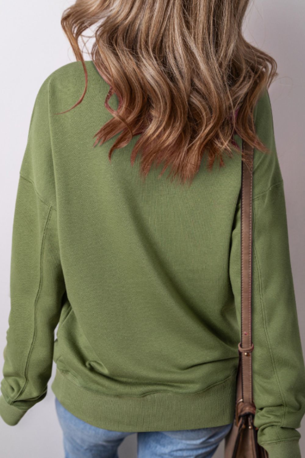 Solid Color Round Neck Long Sleeve Sweatshirt - Sydney So Sweet