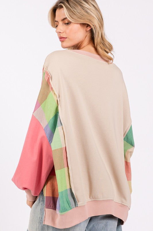 SAGE + FIG Full Size Contrast Peace Patch Dropped Shoulder Sweatshirt - Sydney So Sweet