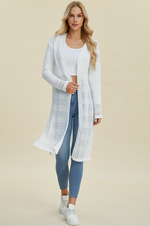 Double Take Full Size Open Front Longline Cardigan - Sydney So Sweet