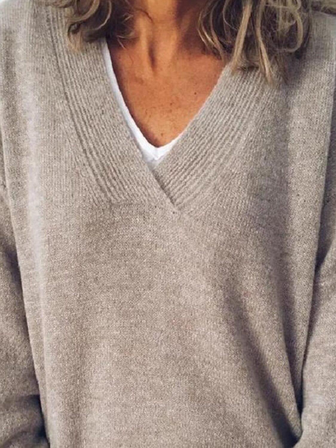 V-Neck Dropped Shoulder Sweater - Sydney So Sweet