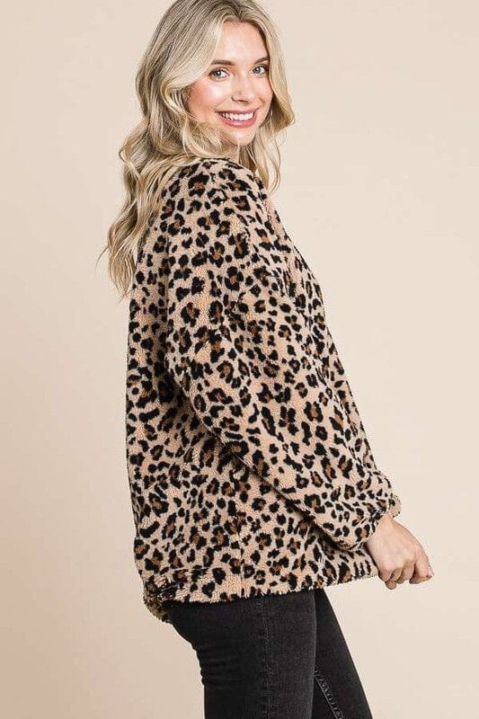 Culture Code Leopard Faux Fur Round Neck Top - Sydney So Sweet