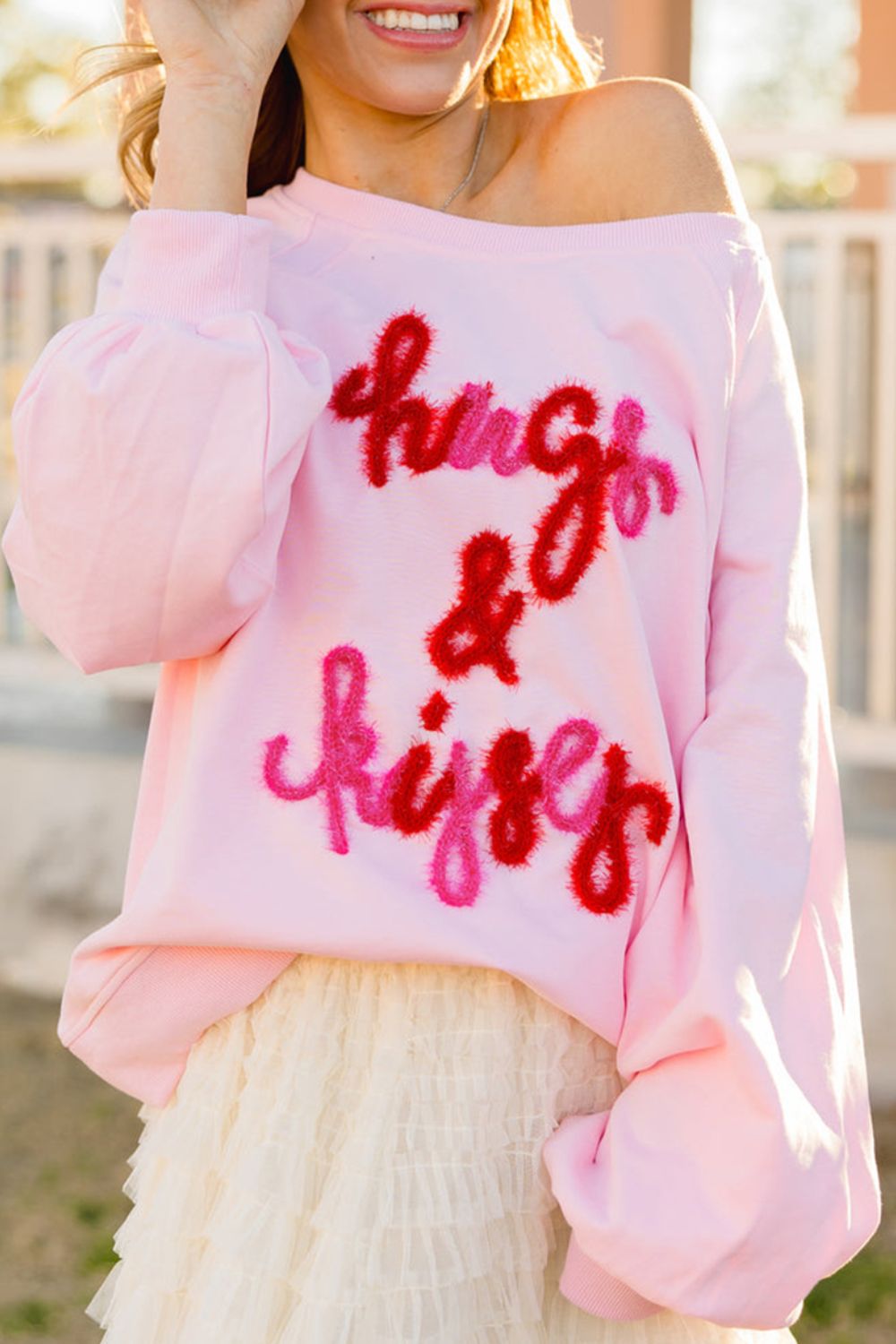 Valentine’s Day HUG AND KISSES Round Neck Sweatshirt - Sydney So Sweet