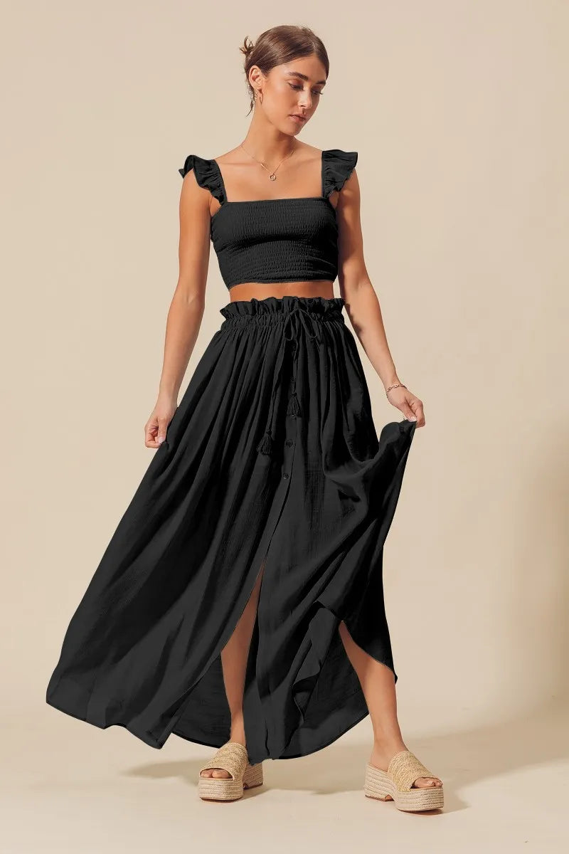 SO ME Smocked Top and Flowy Maxi Skirt Set - Sydney So Sweet