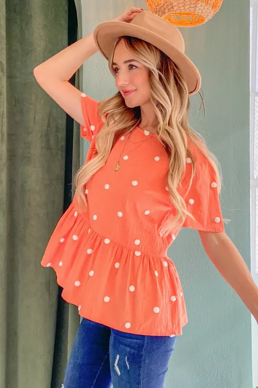 And The Why Pom Pom Polka Dots Short Sleeve Top - Sydney So Sweet