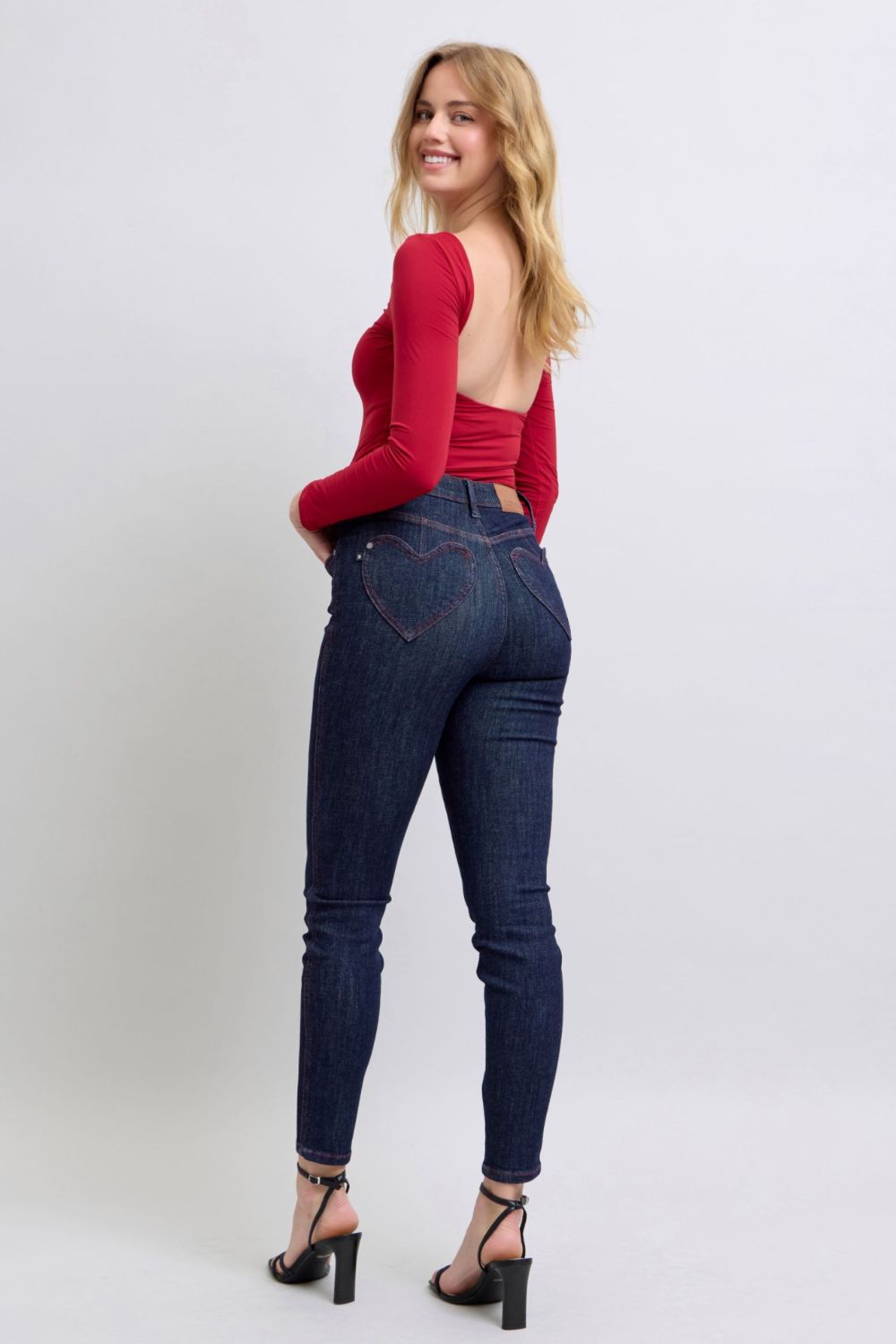 Judy Blue Full Size Heart Shaped Back Pockets Skinny Jeans - Sydney So Sweet