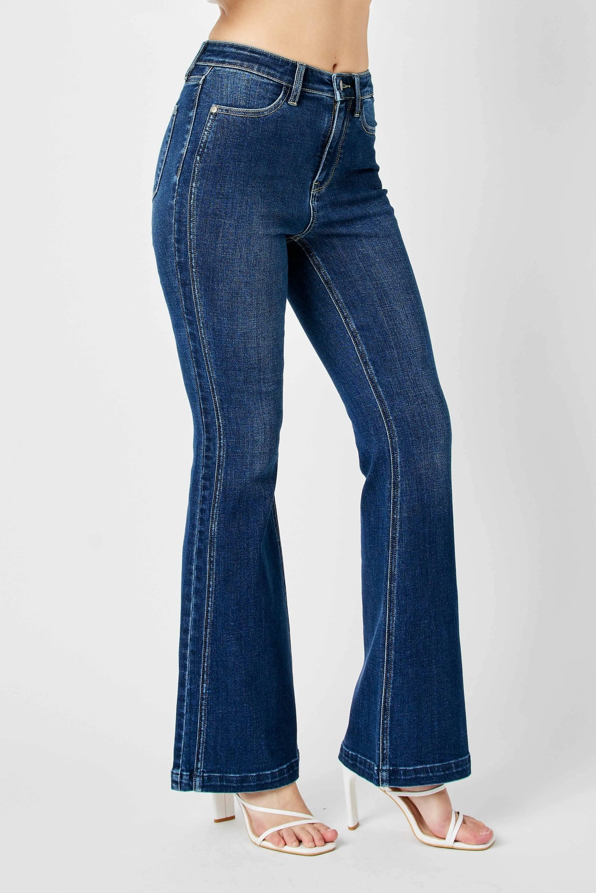 Judy Blue Full Size Hw Angled Side Seam Detail Flare Jeans Plus Size - Sydney So Sweet