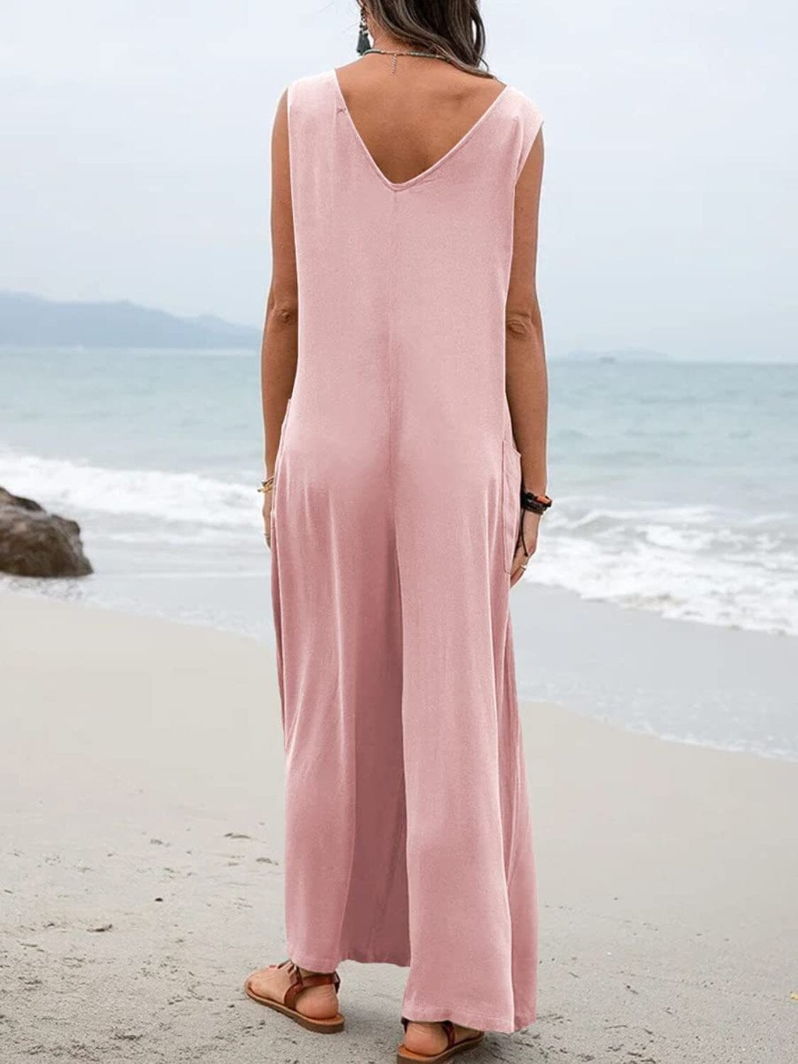 Full Size Wide Strap Jumpsuit with Pockets - Sydney So Sweet