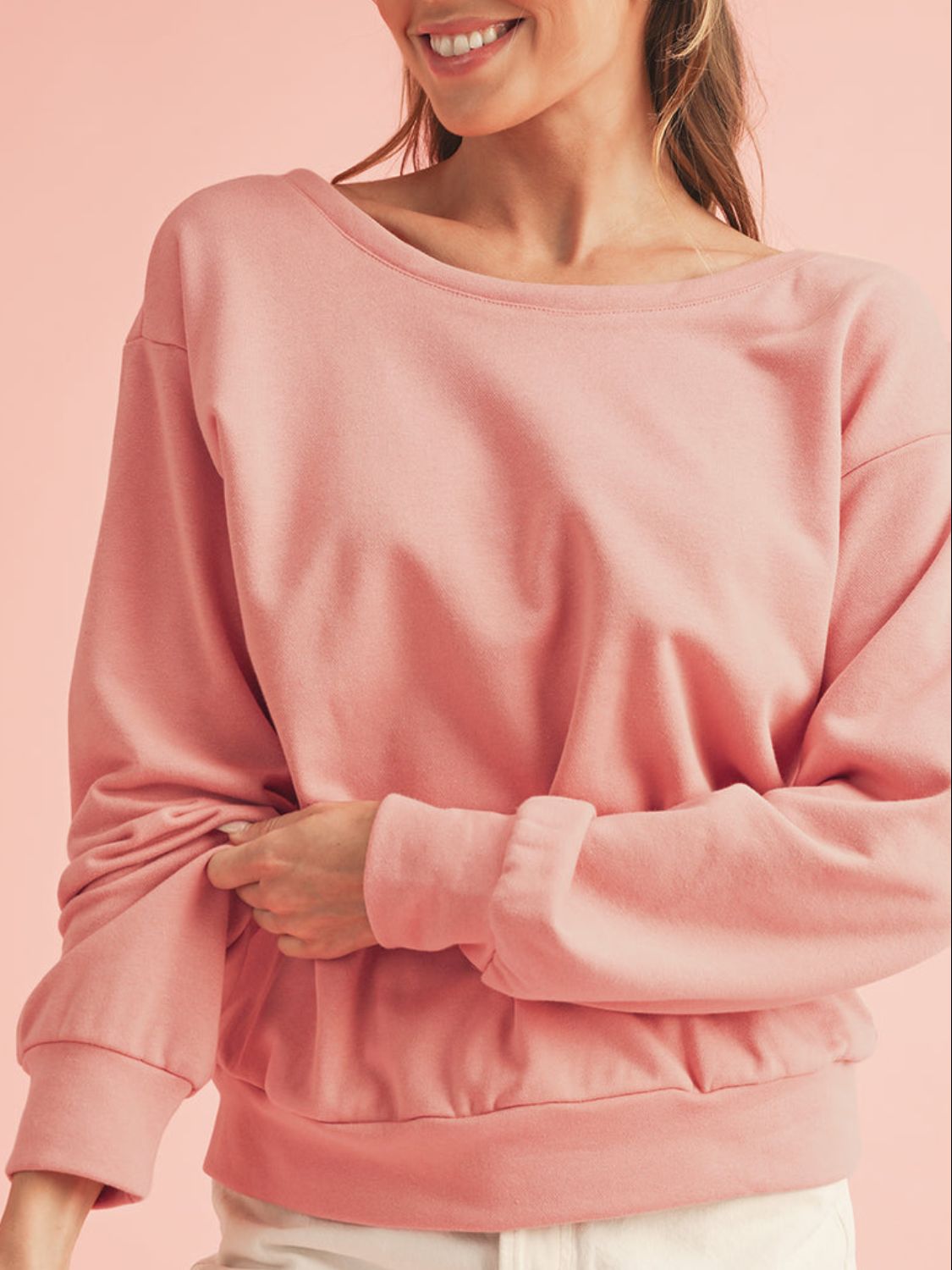 Bow Cutout Round Neck Long Sleeve Sweatshirt - Sydney So Sweet