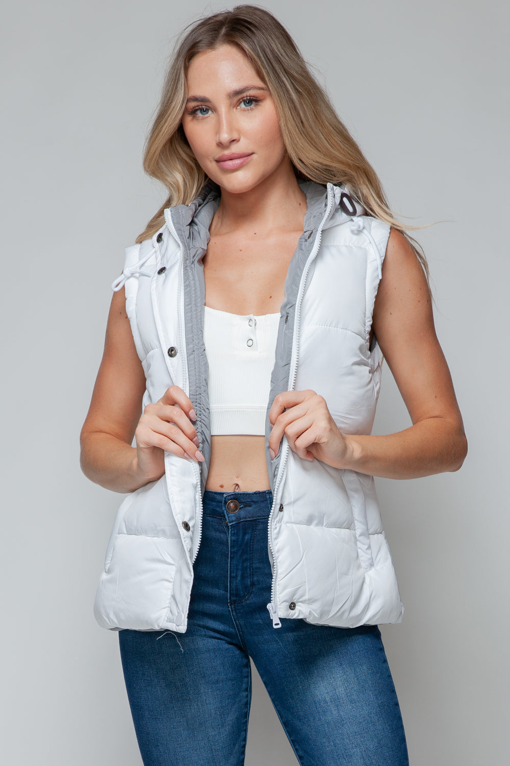 Snobbish Snap and Zip Closure Hooded Vest - Sydney So Sweet