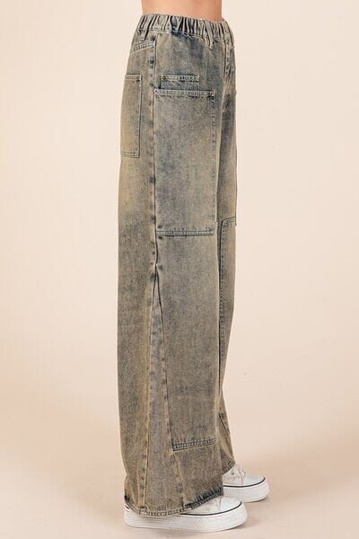 Mittoshop Washed Wide Leg Jeans with Pockets - Sydney So Sweet