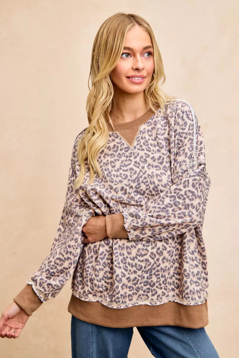 BiBi Leopard Printed French Terry Sweatshirt - Sydney So Sweet