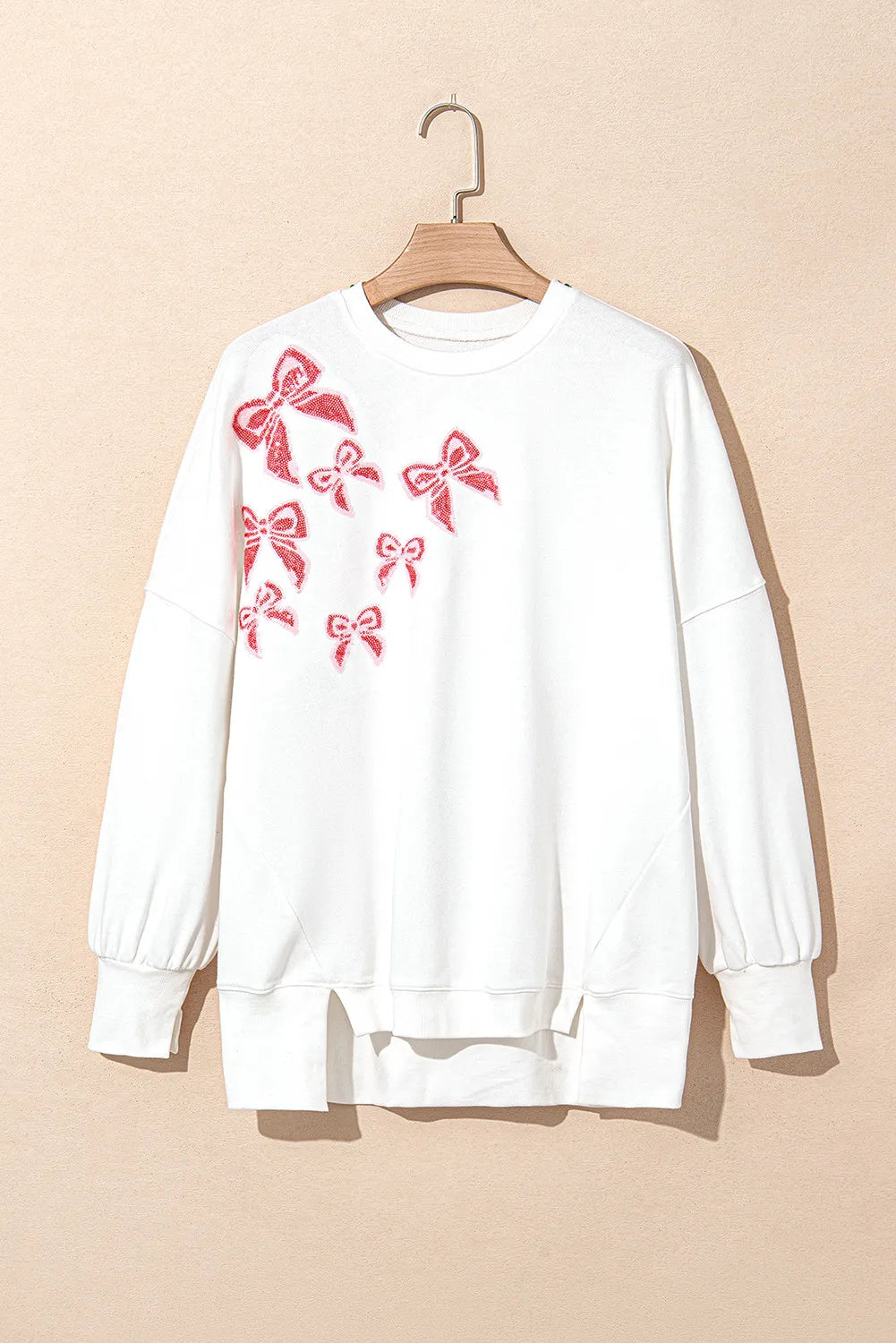 Bow Round Neck Long Sleeve Sweatshirt - Sydney So Sweet