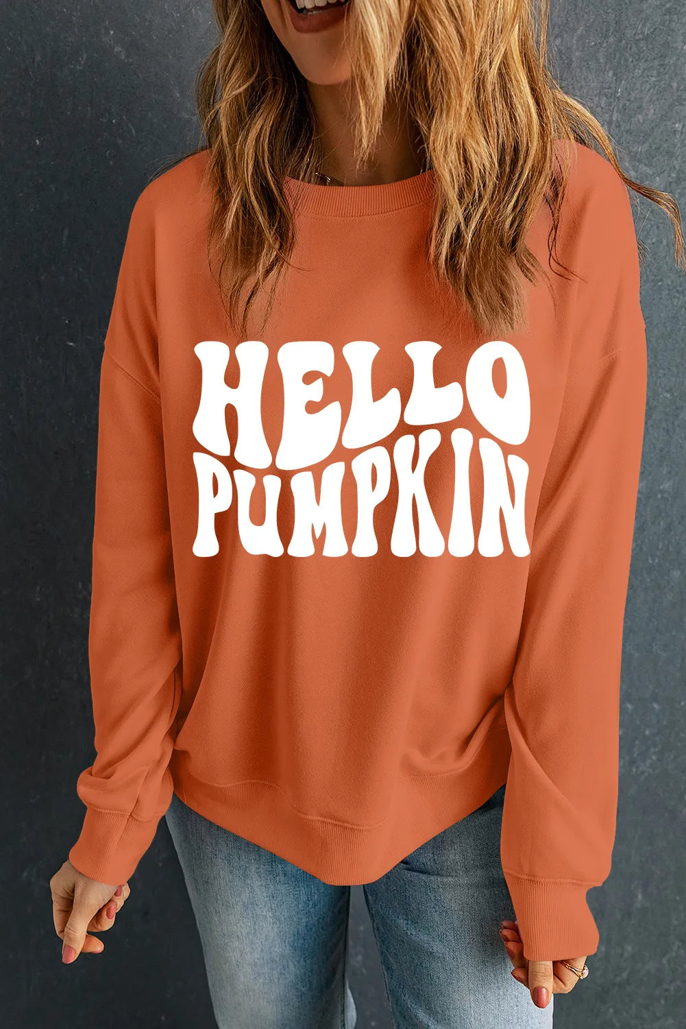 Hello Pumpkin Women's Graphic Long Sleeve Sweatshirt - Sydney So Sweet