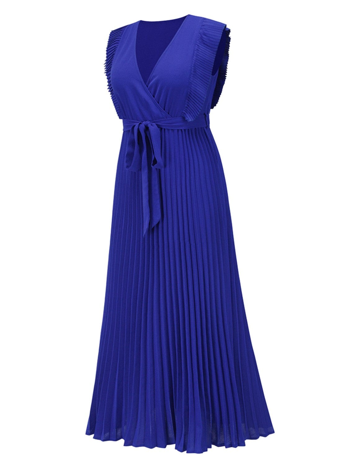 Tied Surplice Cap Sleeve Pleated Dress - Sydney So Sweet