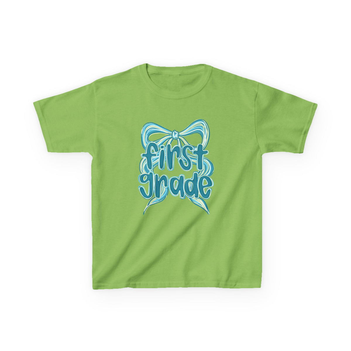 First Grade Kids Tee Cute Blue Coquette Bow Back to School 1st Grade T-Shirt