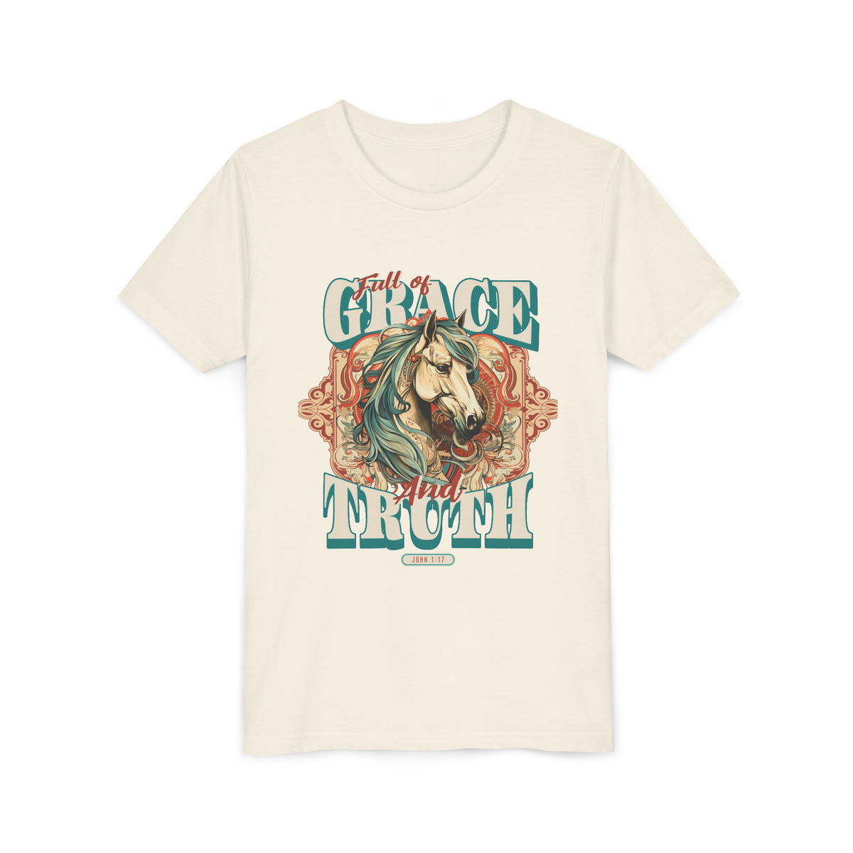 Full of Grace and Truth Kids T-Shirt Western Horse Christian Graphic Tee