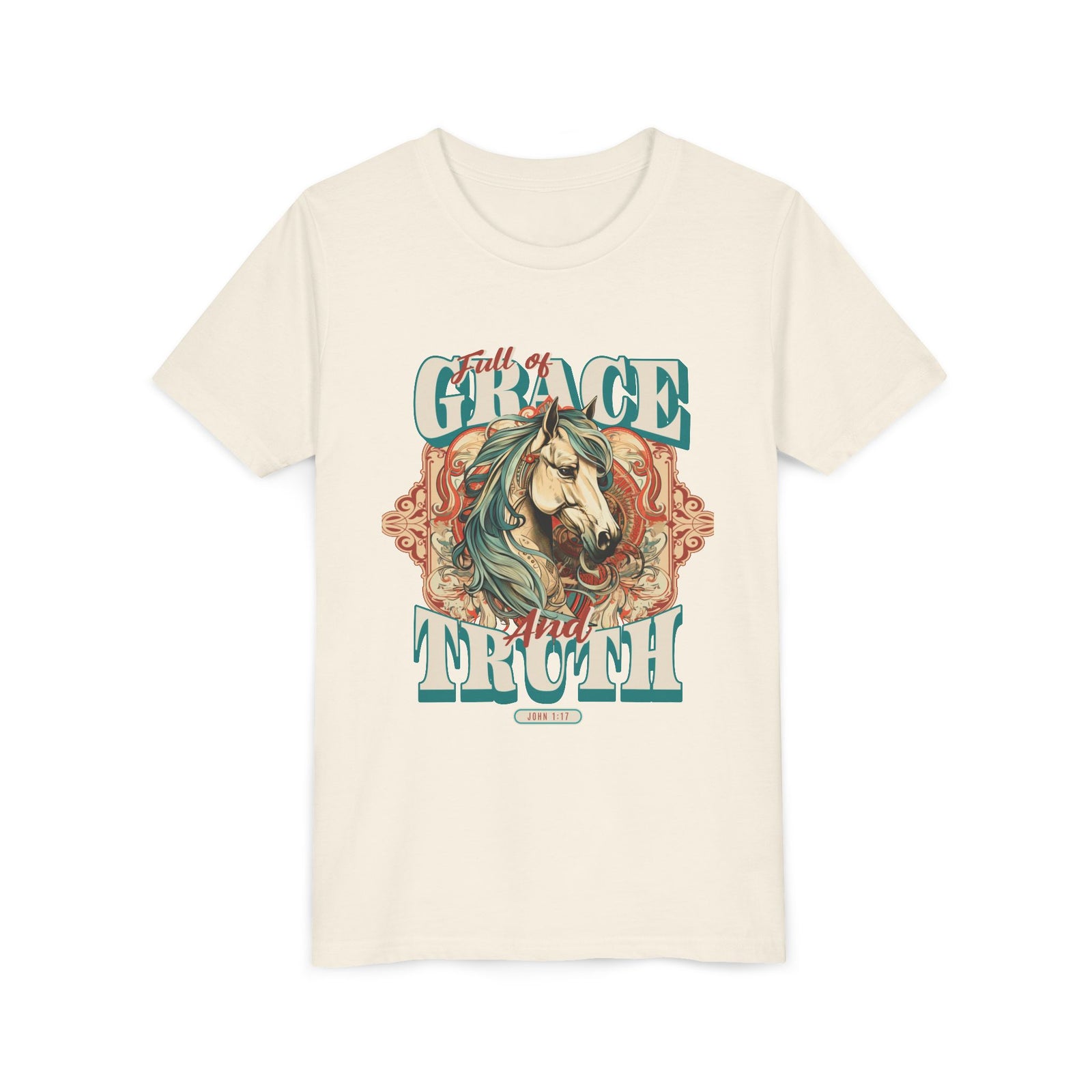 Full of Grace and Truth Kids T-Shirt Western Horse Christian Graphic Tee