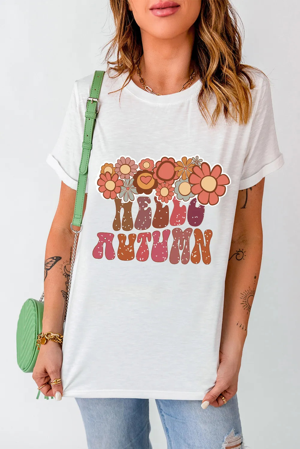 Hello Autumn Flower Women's Graphic Short Sleeve T-Shirt - Sydney So Sweet