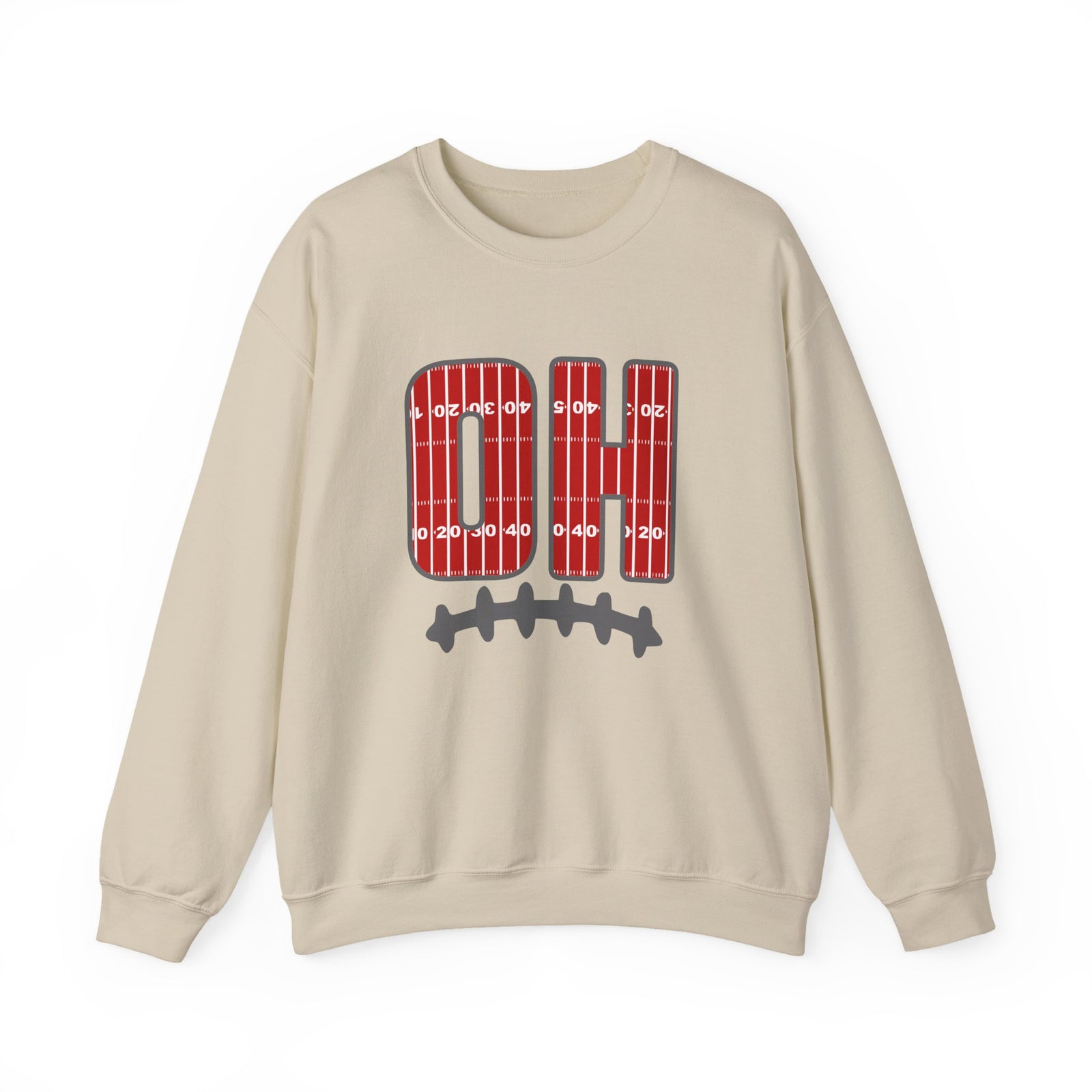 OH Football Field Stripe Ohio State Crew Neck Sweatshirt Scarlet & Gray Gameday Pullover