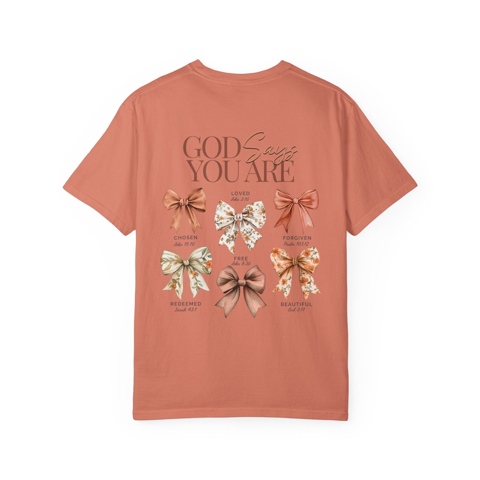 God Says You Are Coquette Bow Graphic T‑Shirt Inspirational Floral Tee