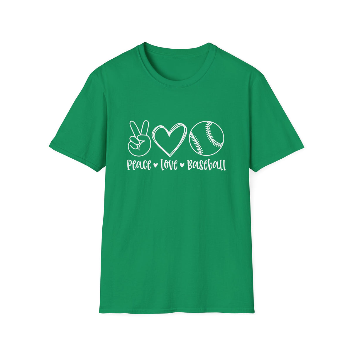 Peace Love Baseball Graphic T-Shirt Cute Sports Mom Tee (12 Team Colors)