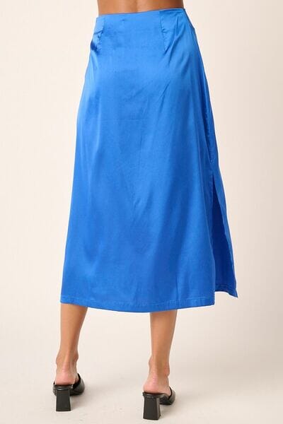 Mittoshop Side Slit Satin Midi Skirt - Sydney So Sweet