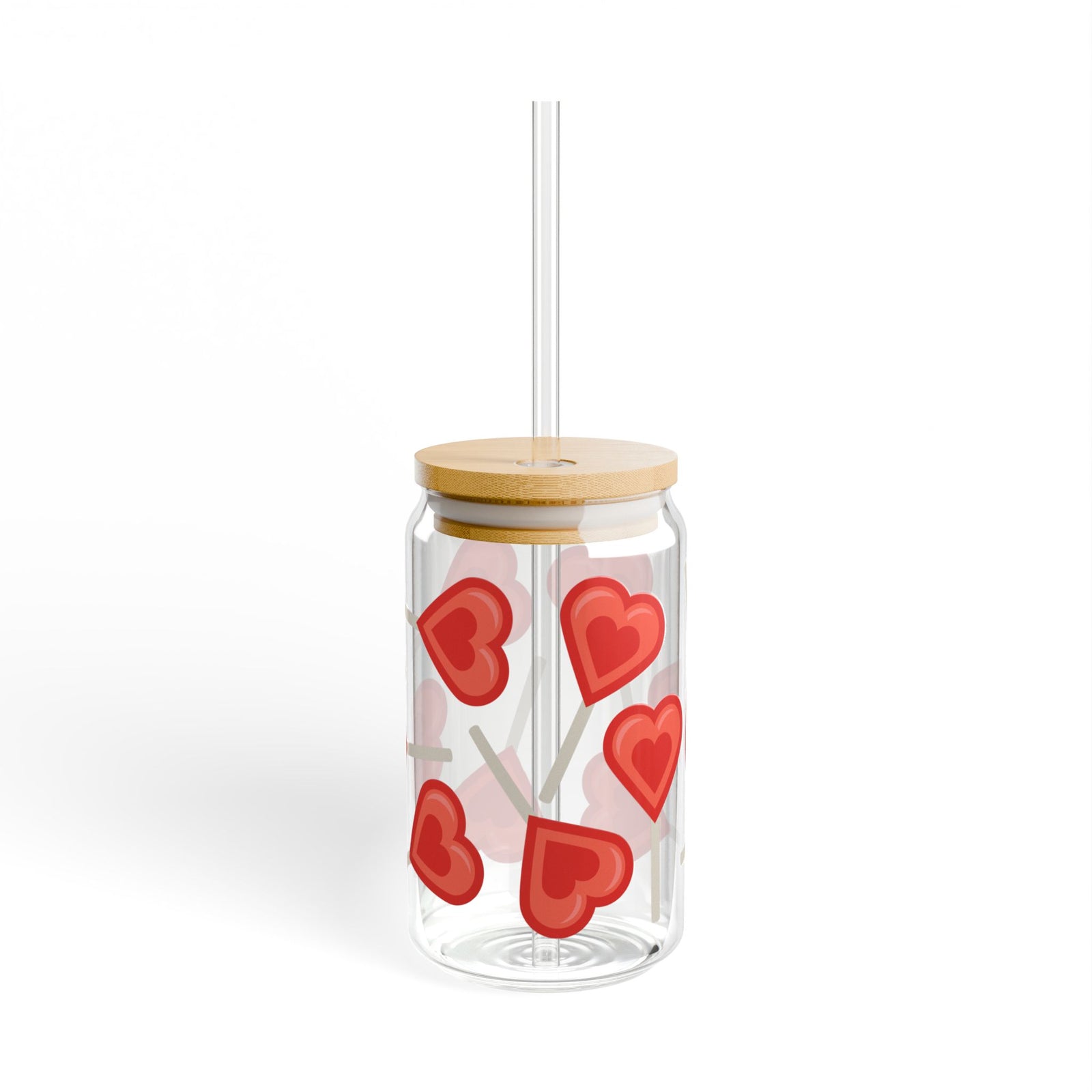 Heart Sucker for You Tumbler Sipper Glass 16oz — Reusable Drink Jar with Lid & Straw - Sydney So Sweet