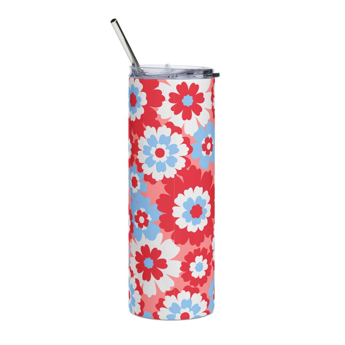 Floral Freedom II Red White & Blue 20oz Tumbler Stainless Steel Insulated Travel Cup