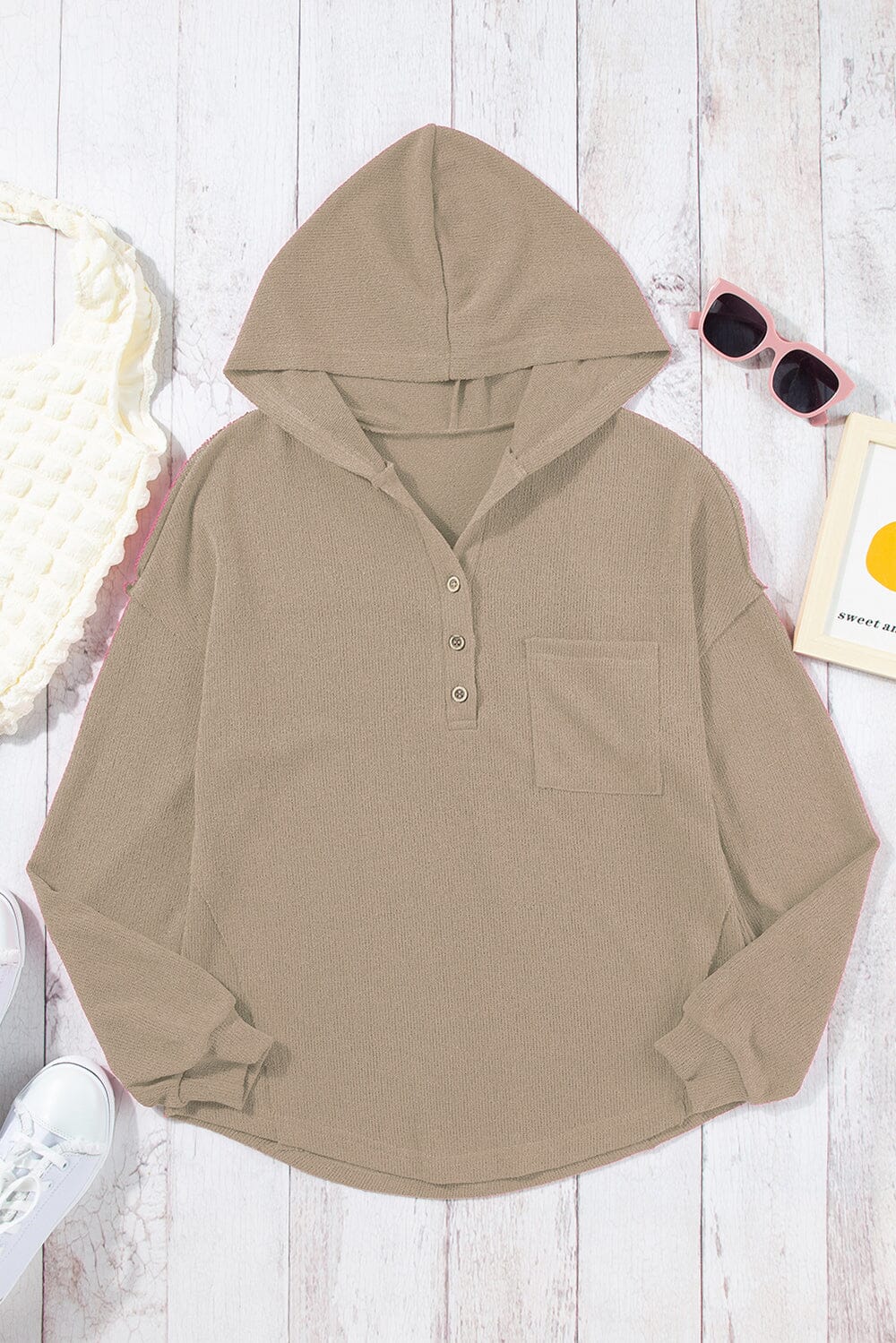 Pocketed Dropped Shoulder Long Sleeve Hoodie - Sydney So Sweet