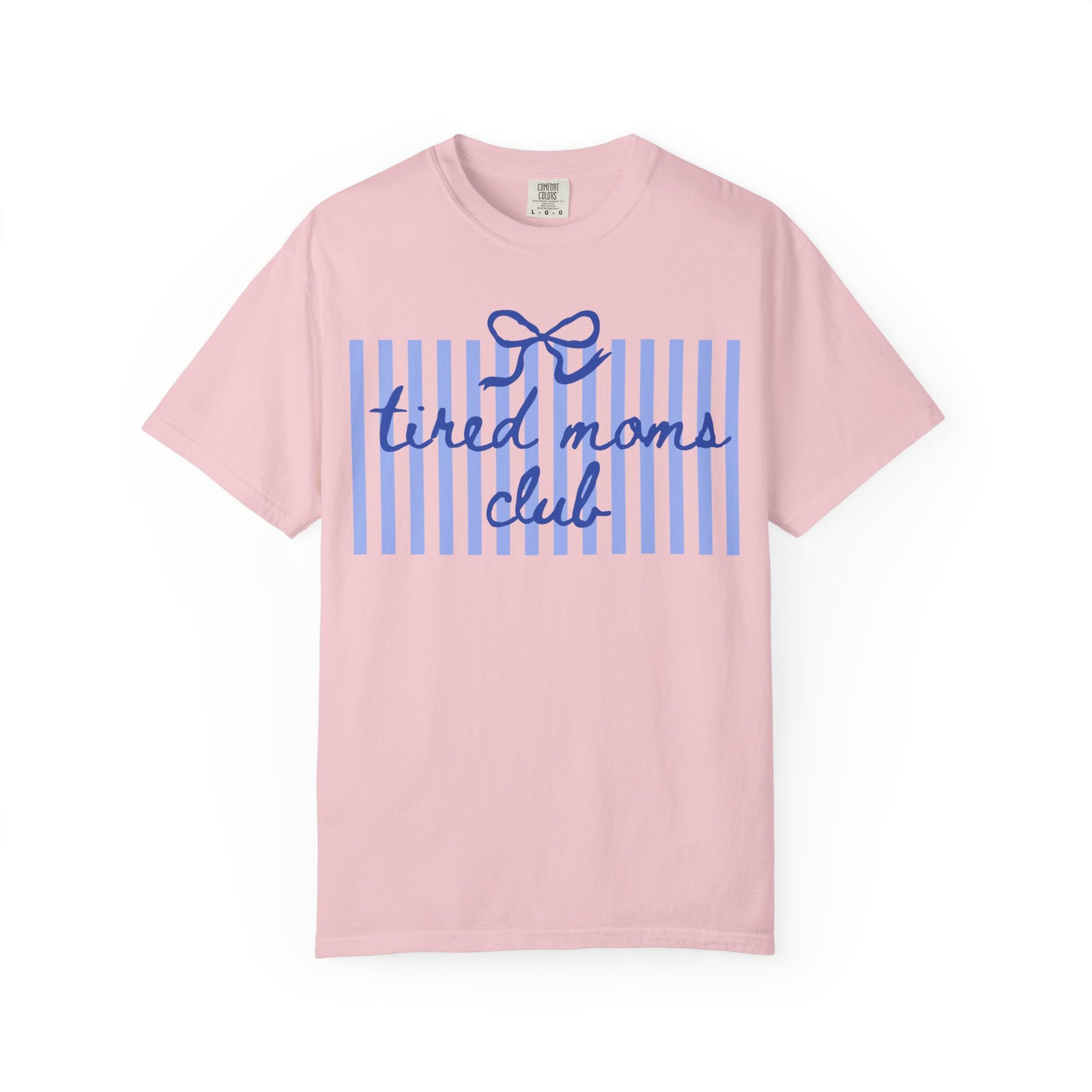 Tired Moms Club Graphic T-Shirt Cute Striped Tee for Busy Moms