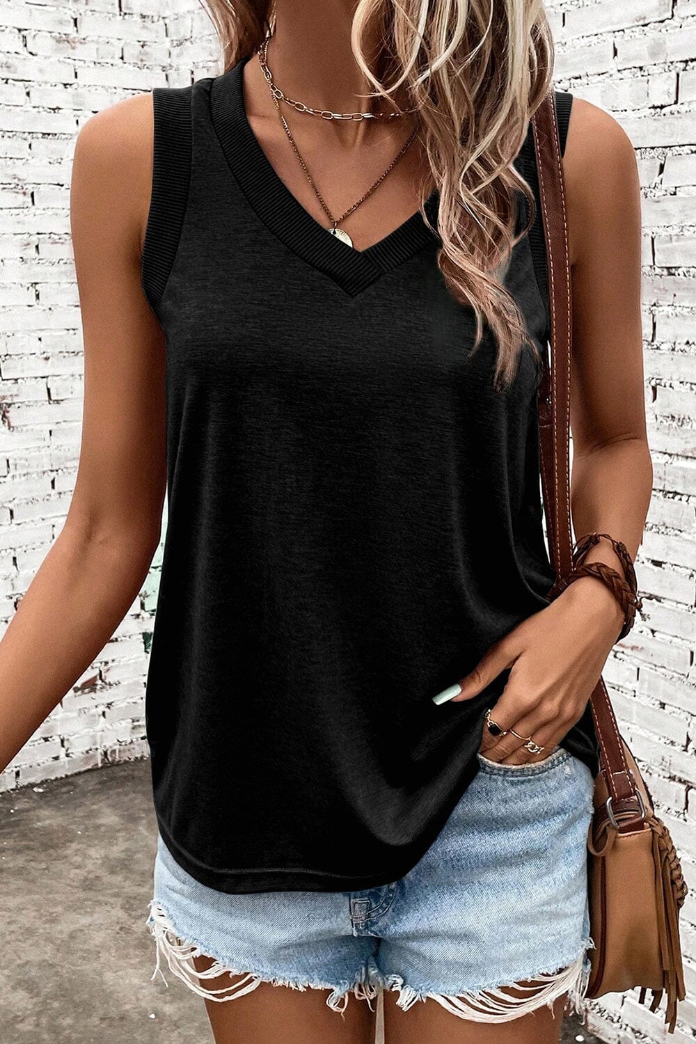 V-Neck Wide Strap Tank - Sydney So Sweet