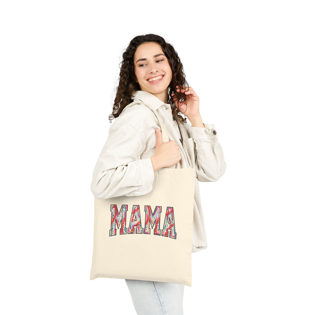 Baseball Mama Cotton Canvas Tote Bag