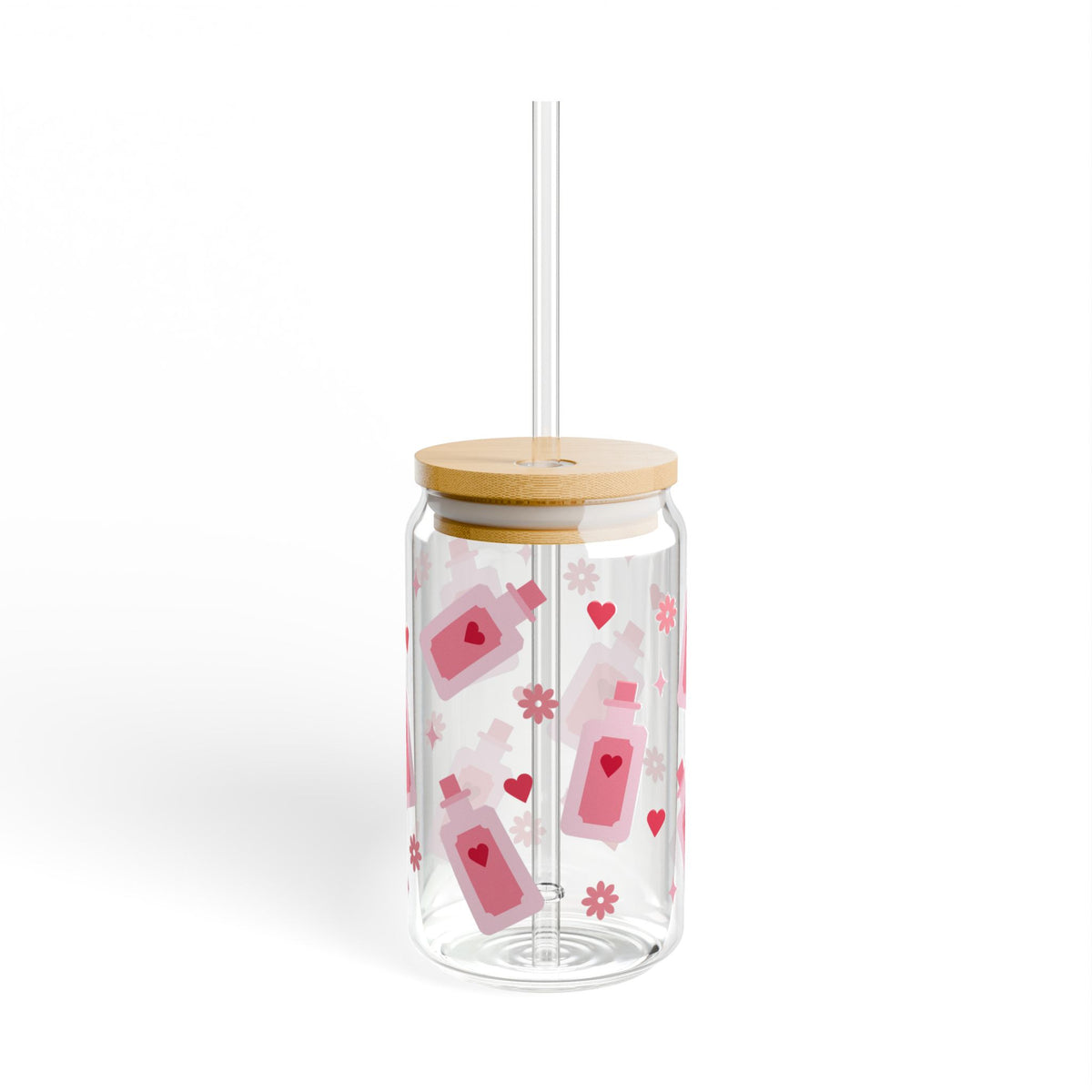 Love Potion Valentine Tumbler Sipper Glass 16oz — Reusable Drink Jar with Lid & Straw - Sydney So Sweet