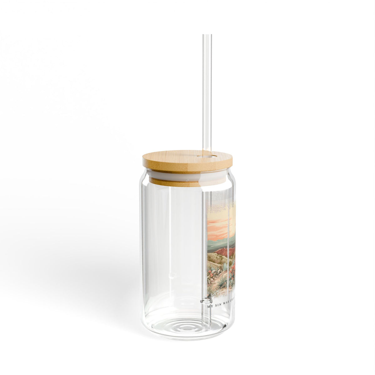 My Sin Was Great John 3:16 Christian Sipper Glass 16oz Reusable Drink Jar with Lid & Straw