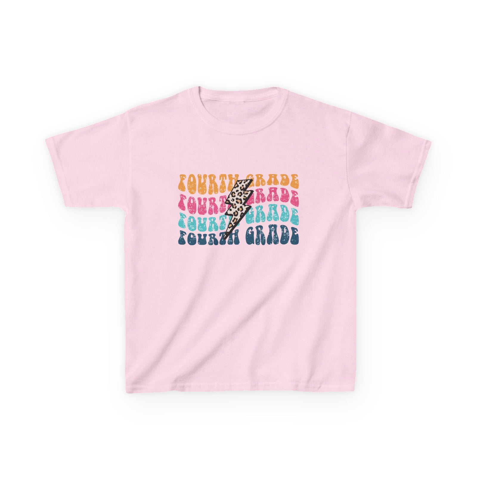 Fourth Grade Leopard Lightning Graphic Tee Back-to-School 4th Grade Kids T-Shirt