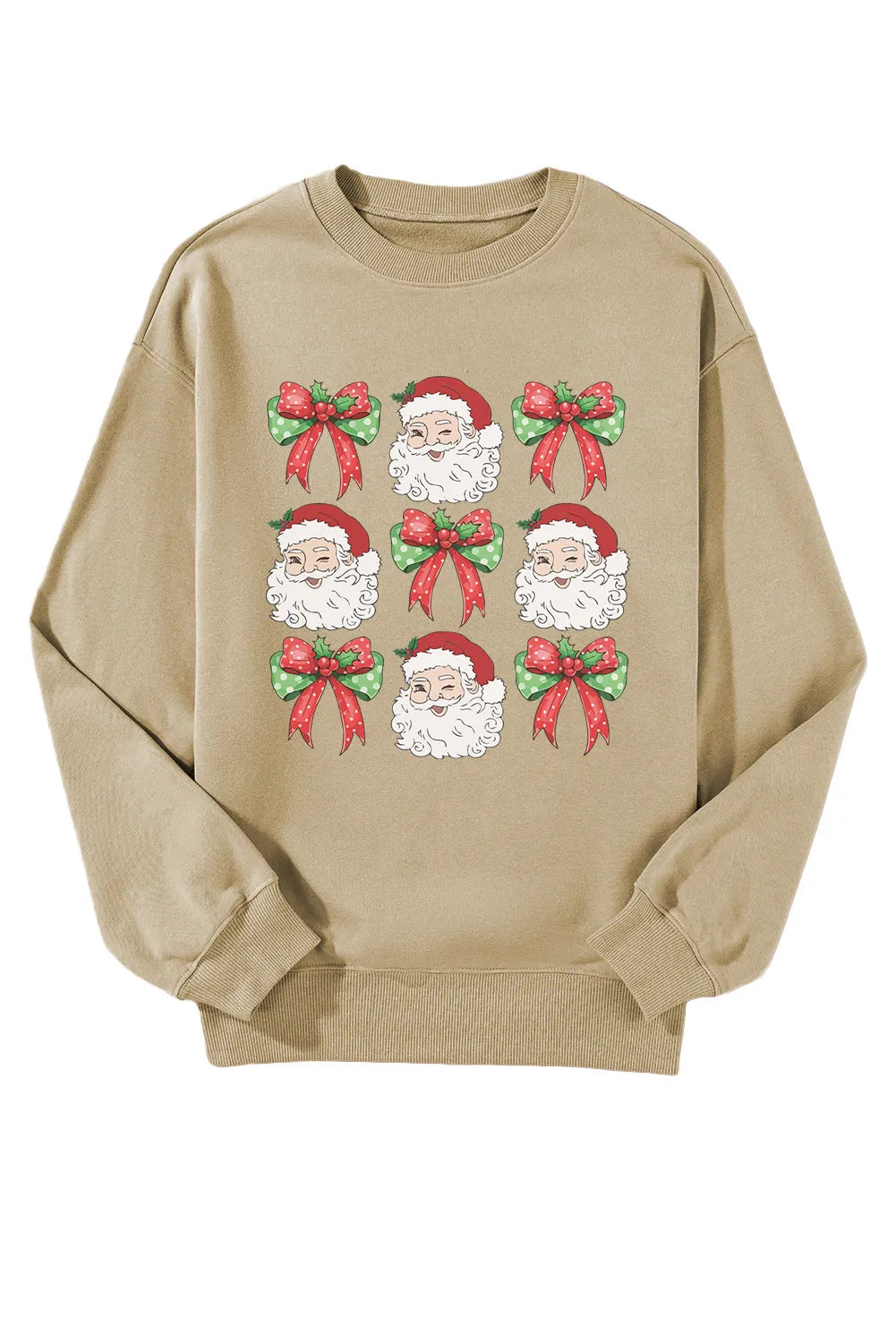 Santa Graphic Round Neck Long Sleeve Sweatshirt - Sydney So Sweet