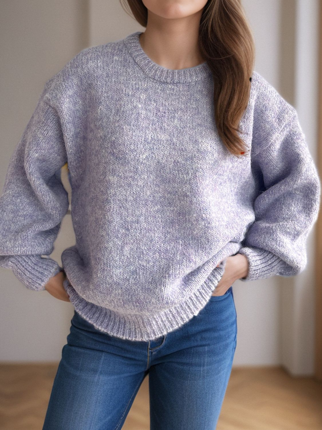 Round Neck Long Sleeve Sweater - Sydney So Sweet