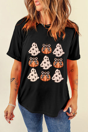 Halloween Graphic Round Neck Short Sleeve T-Shirt - Sydney So Sweet