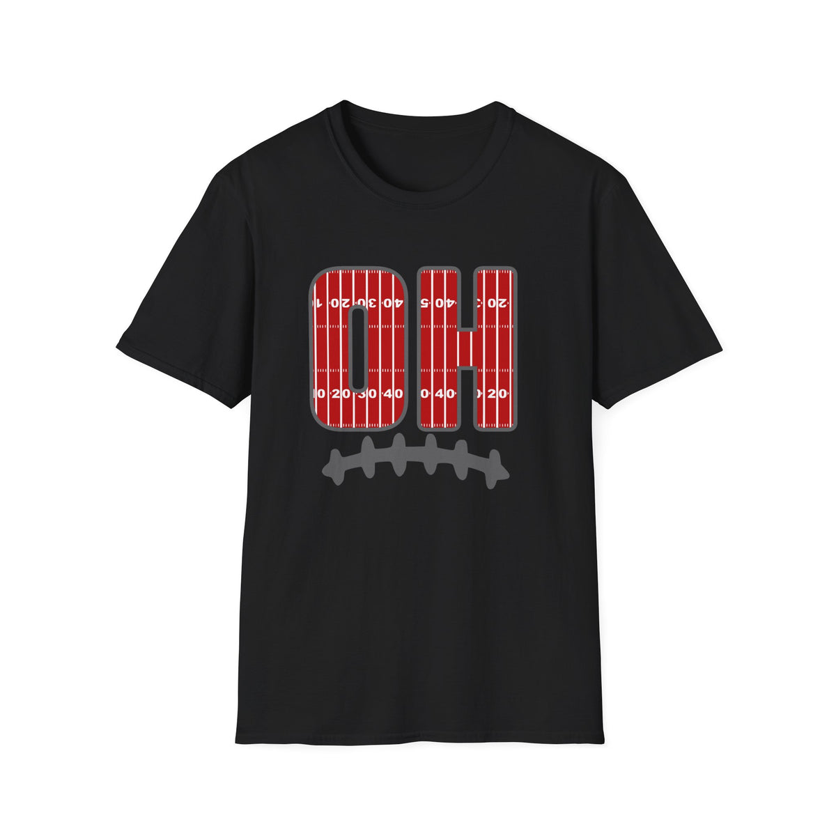 OH Football Field Stripe Ohio State T-Shirt Scarlet & Gray Gameday Tee