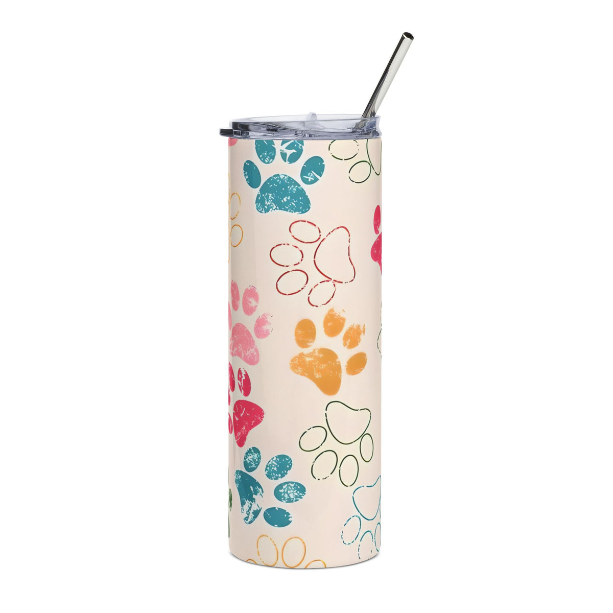 Paw Print Watercolor 20oz Stainless Tumbler Insulated Travel Cup - Sydney So Sweet