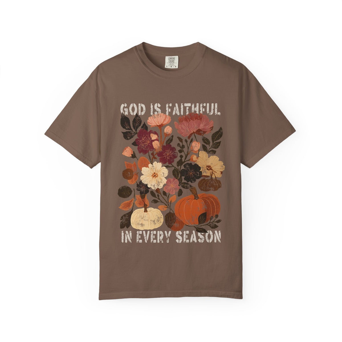 God is Faithful Floral Pumpkin T-Shirt Christian Distressed Fall Graphic Tee