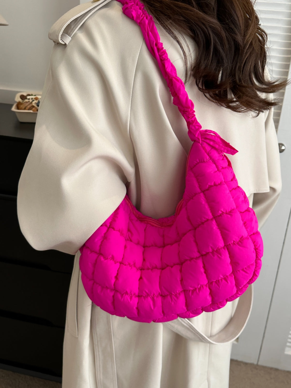 Bubble Texture Ruched Strap Quilted Shoulder Bag - Sydney So Sweet