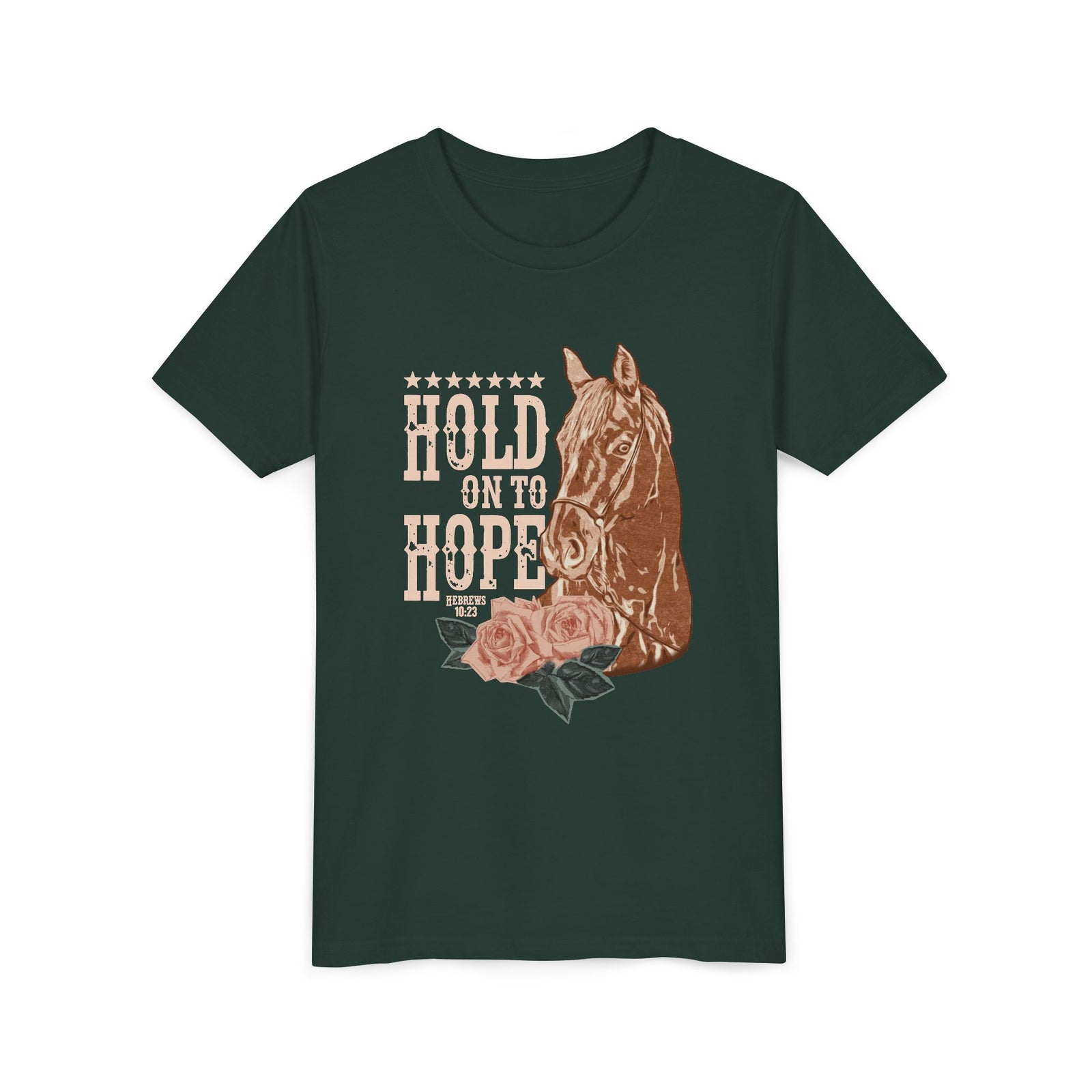 Hold Onto Hope Horse Kids T-Shirt Kids Graphic Christian Tee