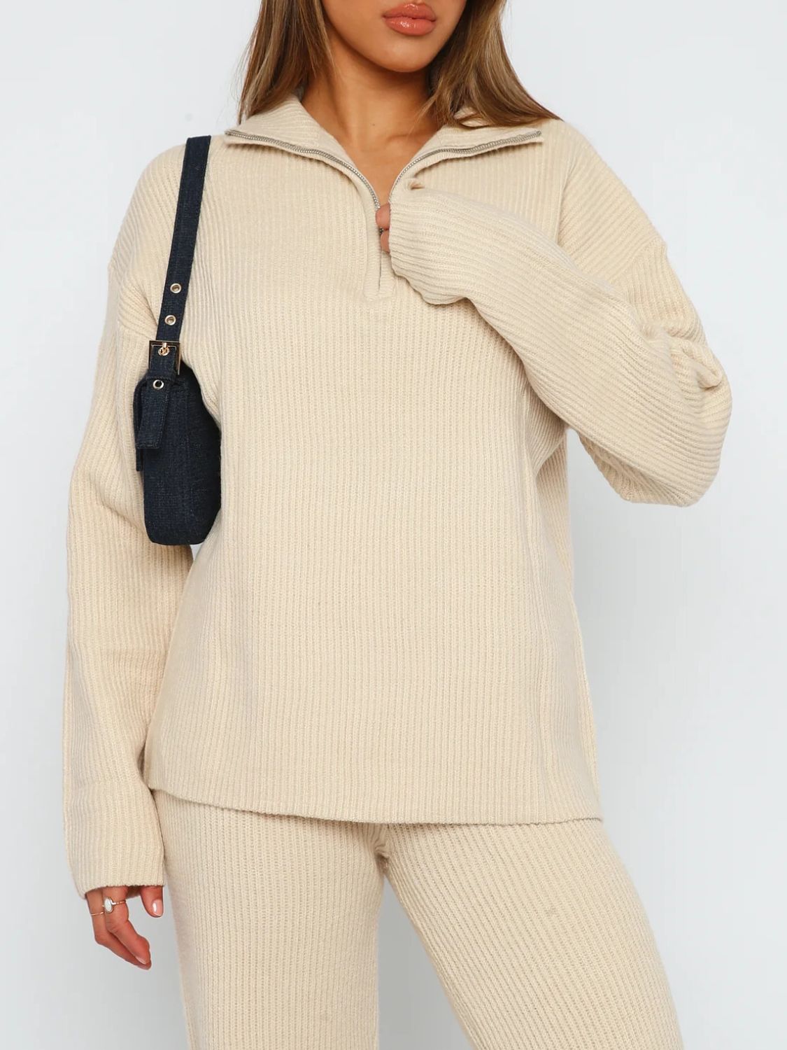 Quarter Zip Long Sleeve Top and Pants Set - Sydney So Sweet