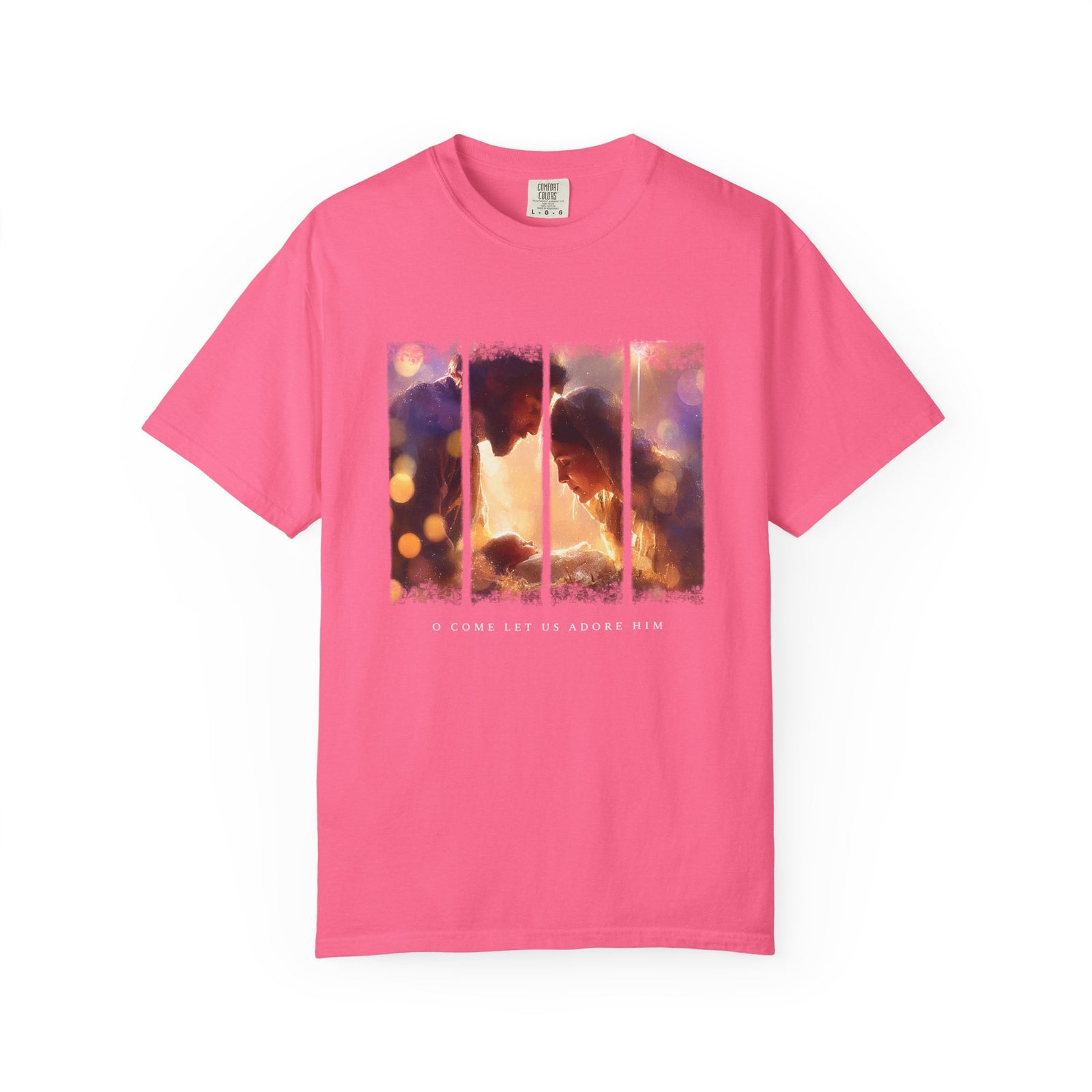 O Come Let Us Adore Him Holy Family Christmas T-Shirt Christian Graphic Tee
