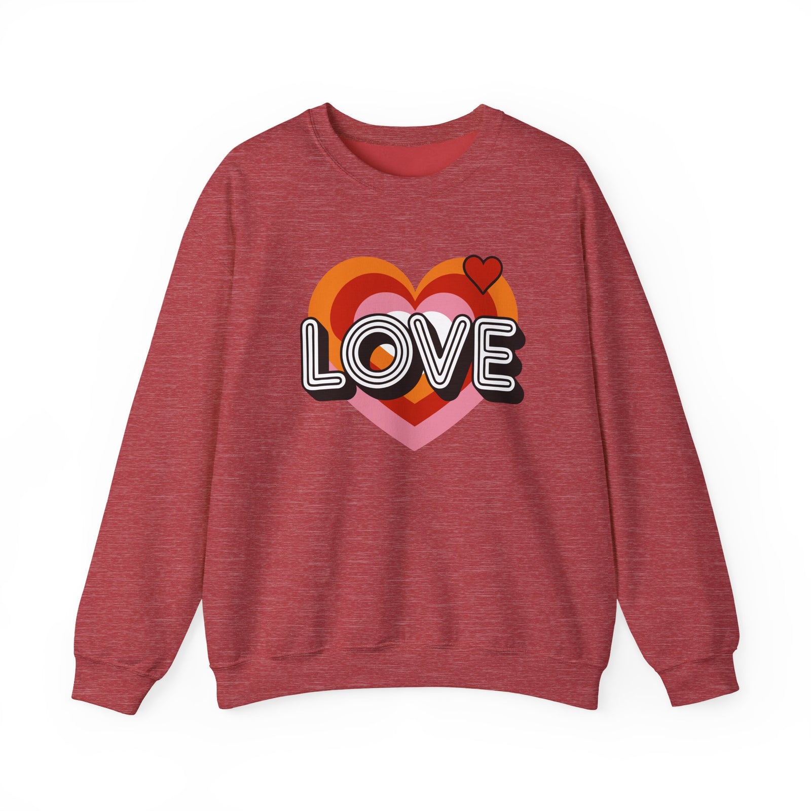 Love Retro Heart Valentine's Day Women's Heavy Blend Cozy Crewneck Sweatshirt - Sydney So Sweet