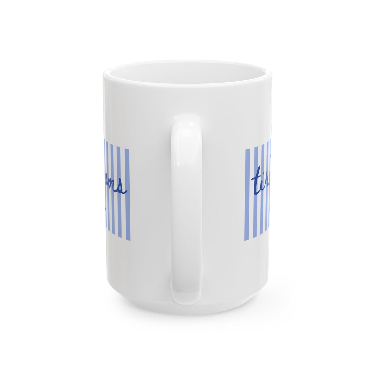 Tired Moms Club Blue Stripe Ceramic Mug Coffee Cup (11oz & 15oz)